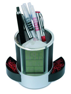 1891万年历铁网笔筒 定制多功能办公礼品新选择